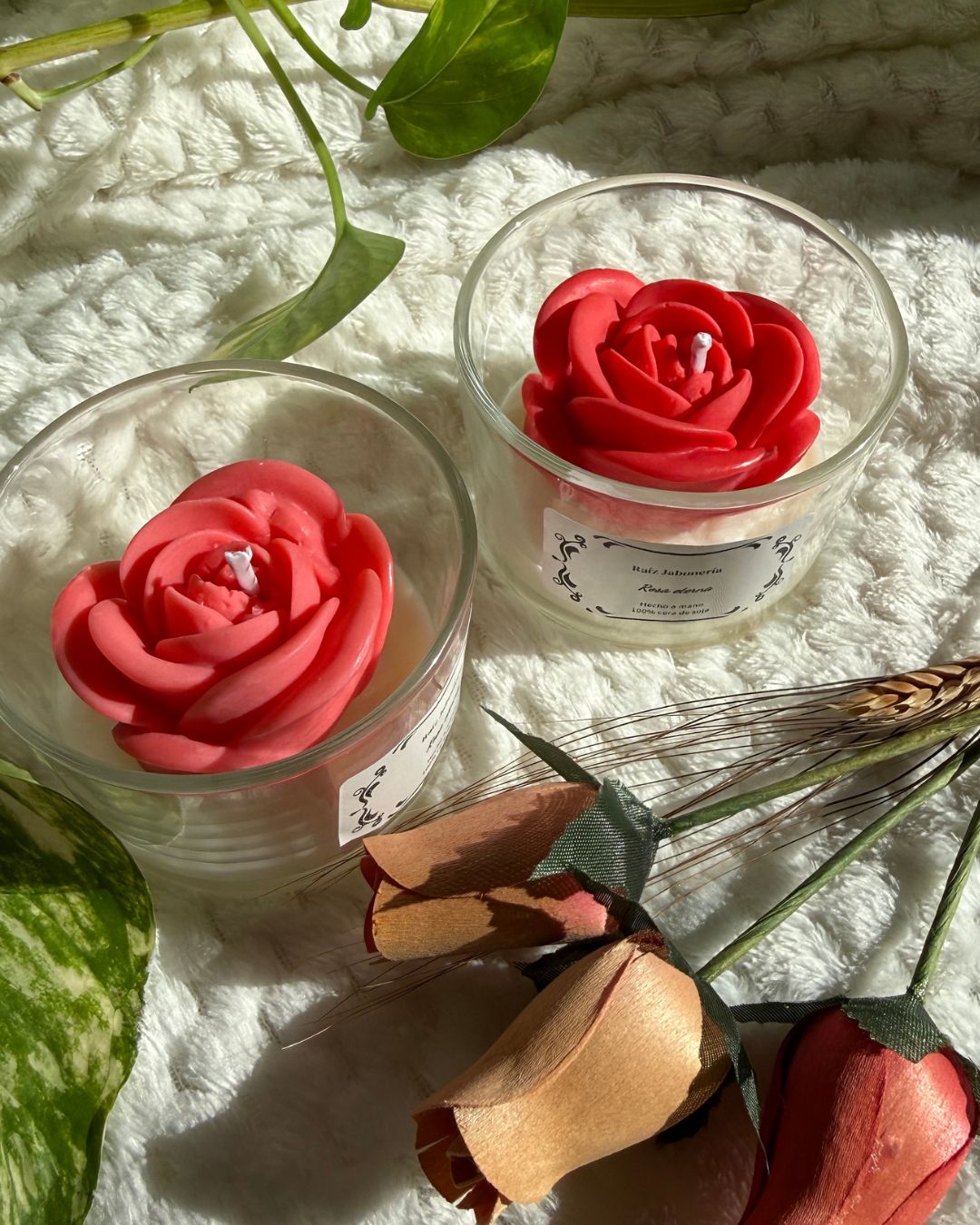 Vela Rosa Floral - Toque Romántico